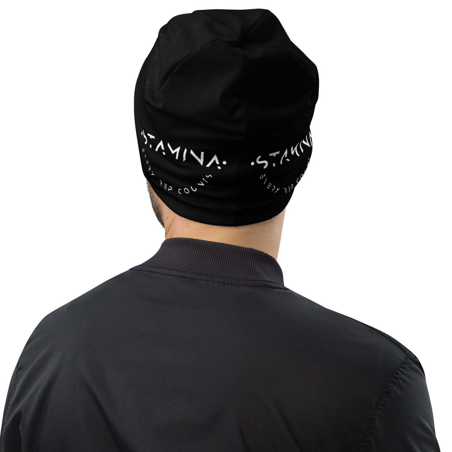 Black All-Over Print Beanie