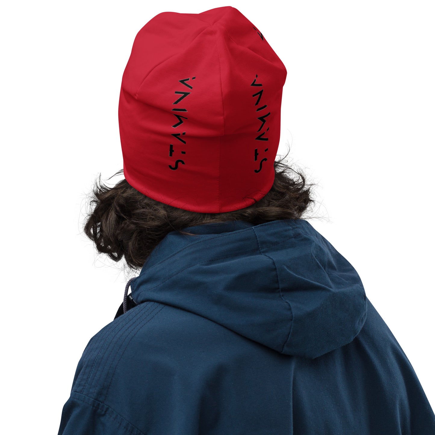 Red All-Over Print Beanie