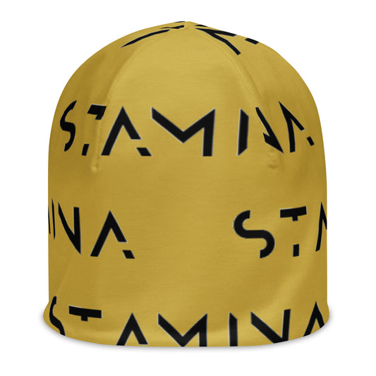 Tan All-Over Print Beanie