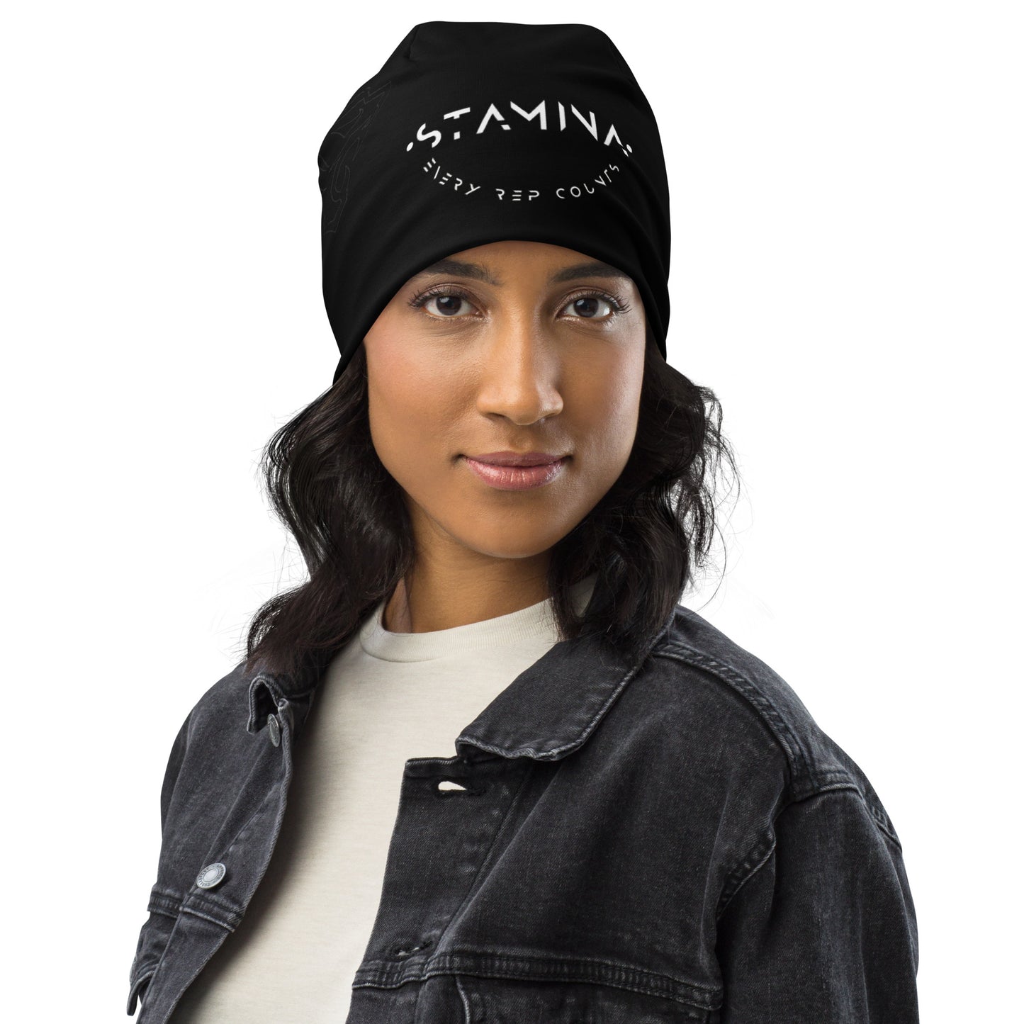 Black All-Over Print Beanie