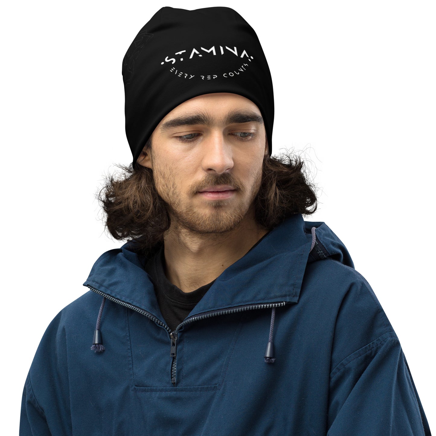 Black All-Over Print Beanie