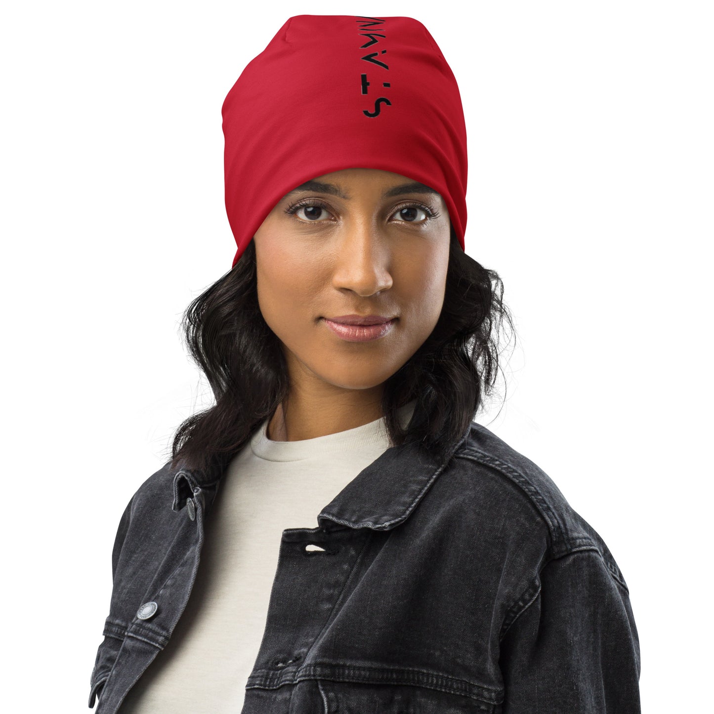 Red All-Over Print Beanie