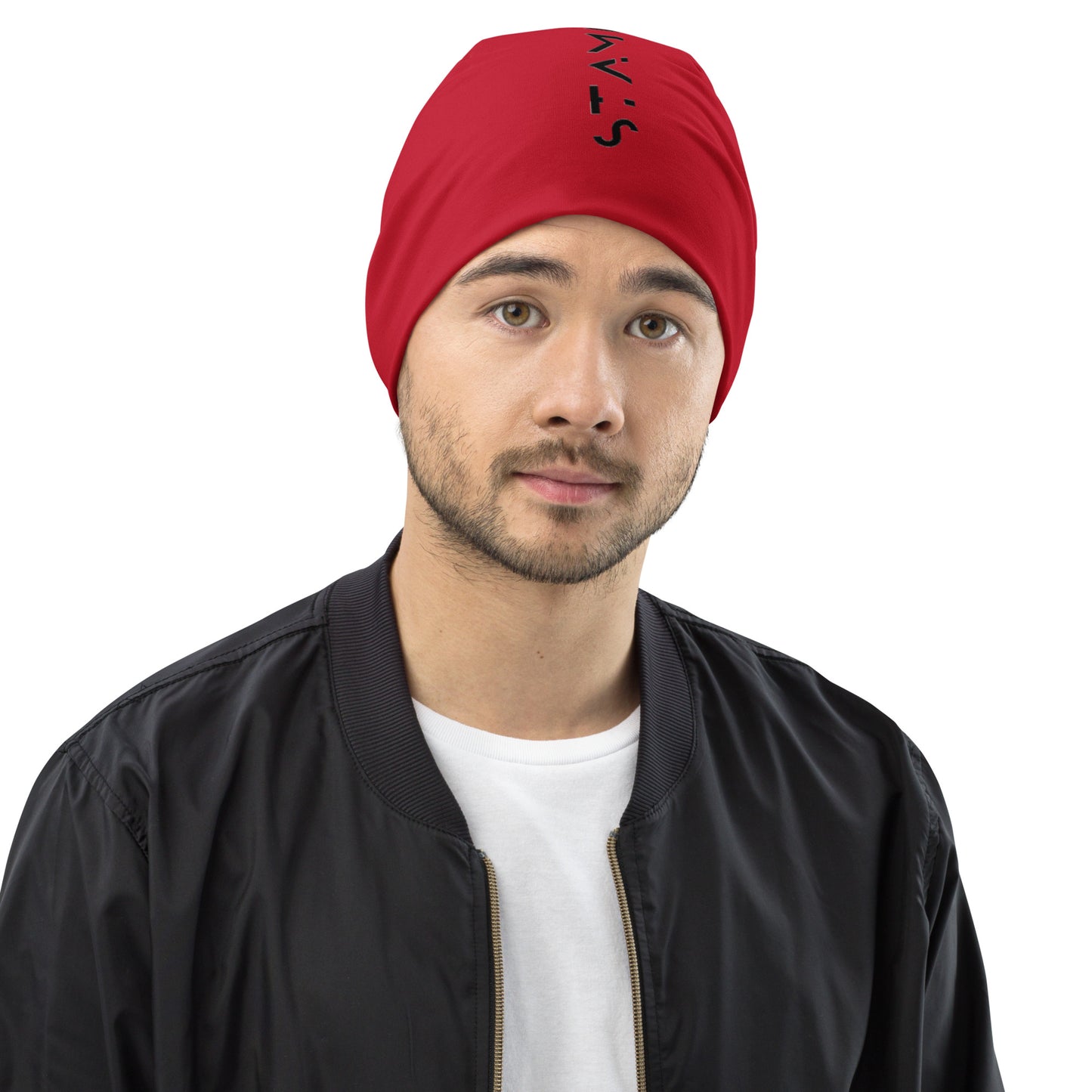 Red All-Over Print Beanie