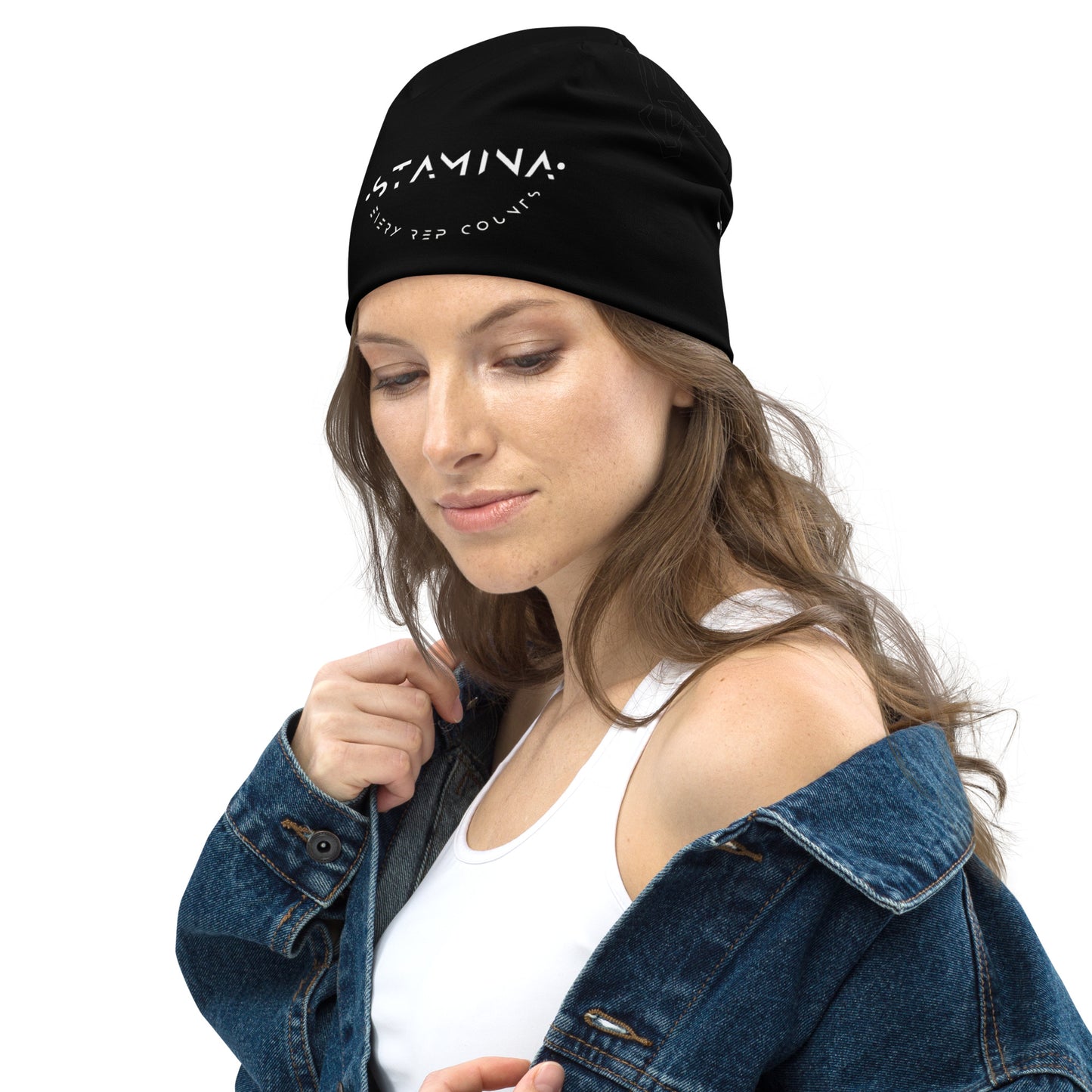 Black All-Over Print Beanie