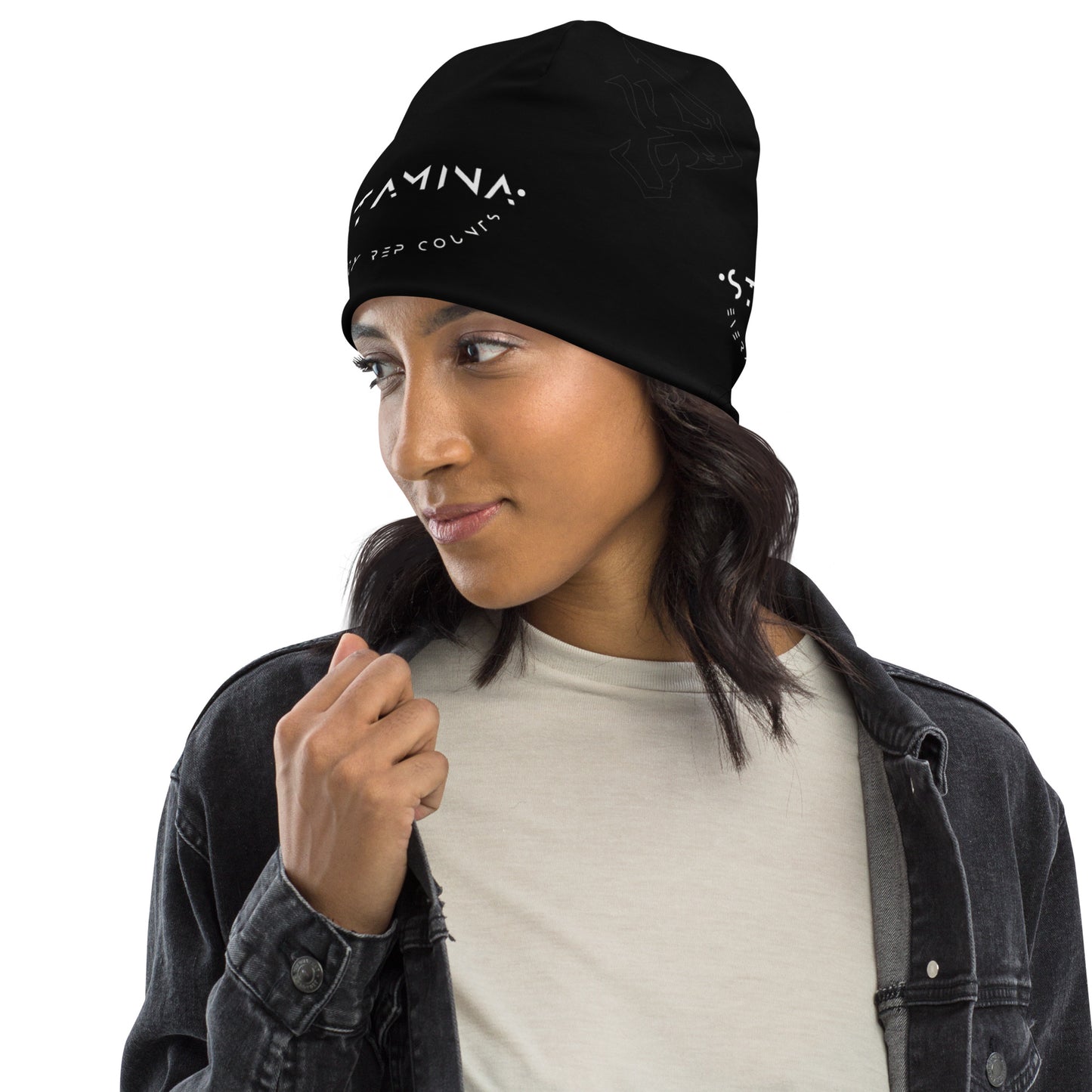 Black All-Over Print Beanie