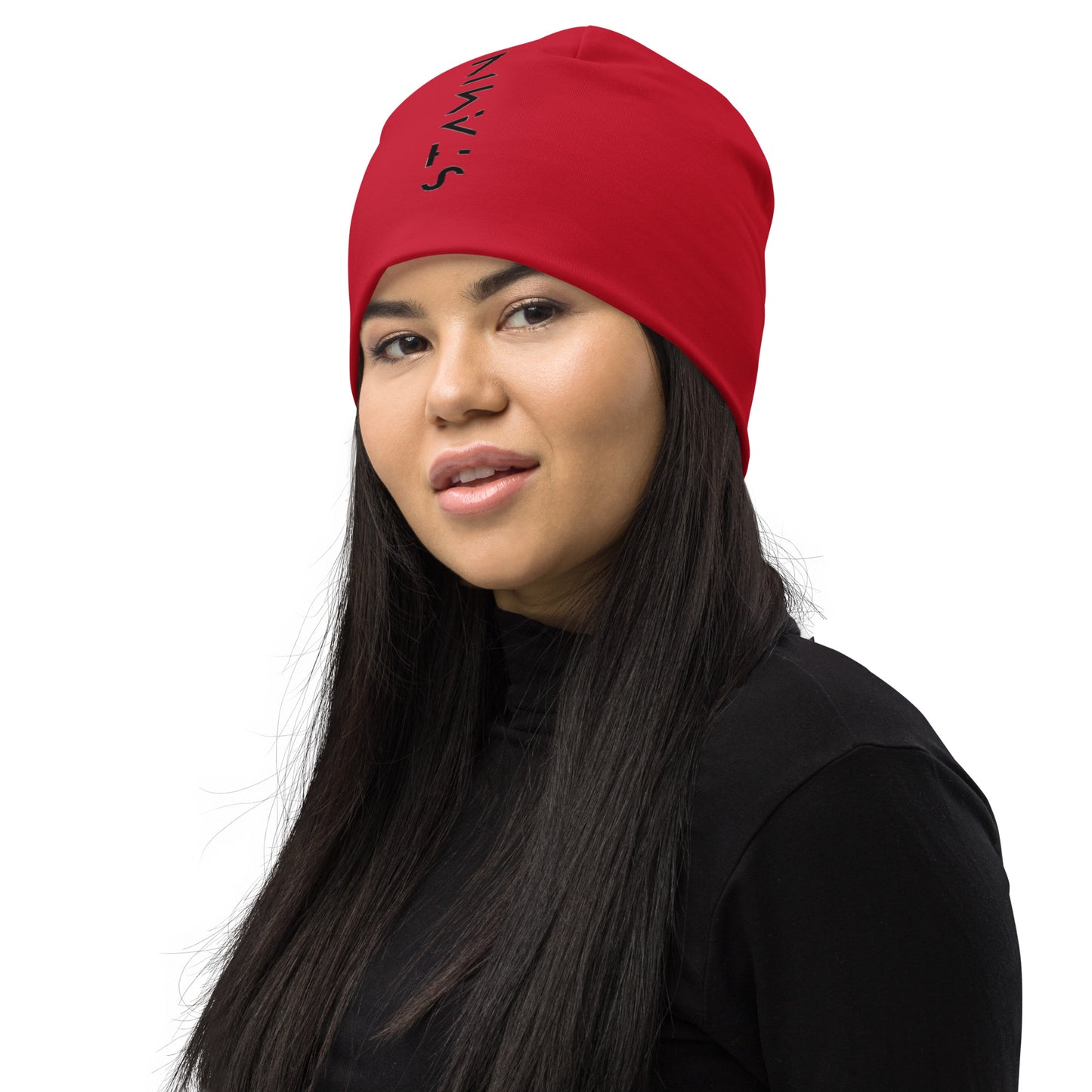 Red All-Over Print Beanie