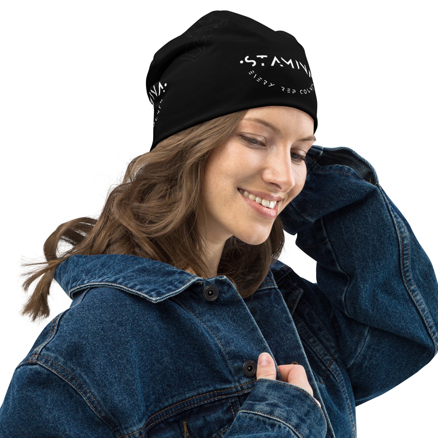 Black All-Over Print Beanie