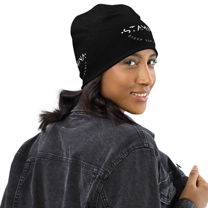 Black All-Over Print Beanie