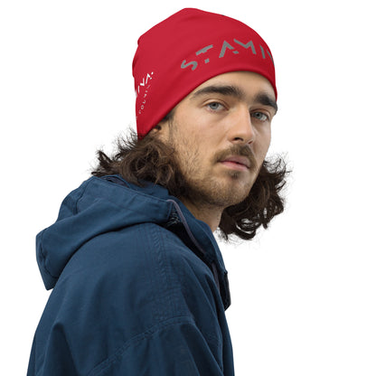 Red All-Over Print Beanie