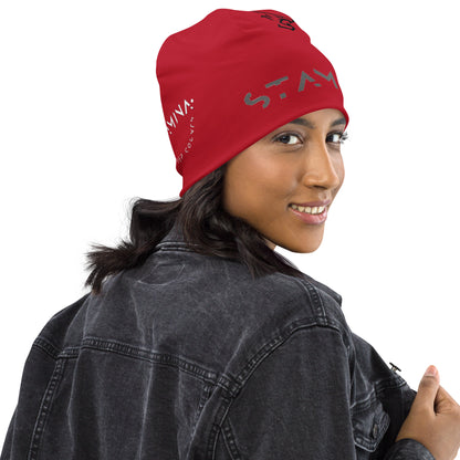 Red All-Over Print Beanie