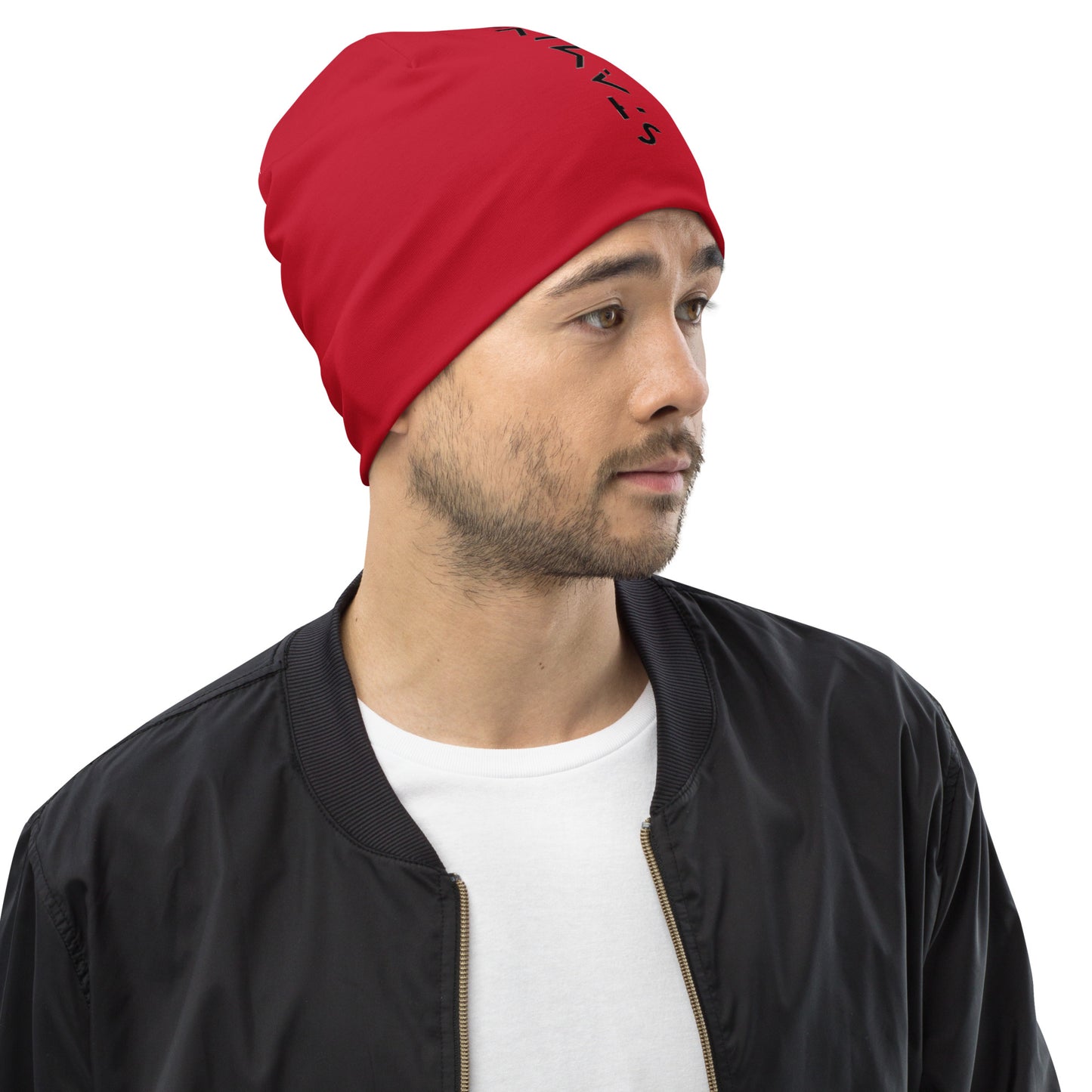 Red All-Over Print Beanie