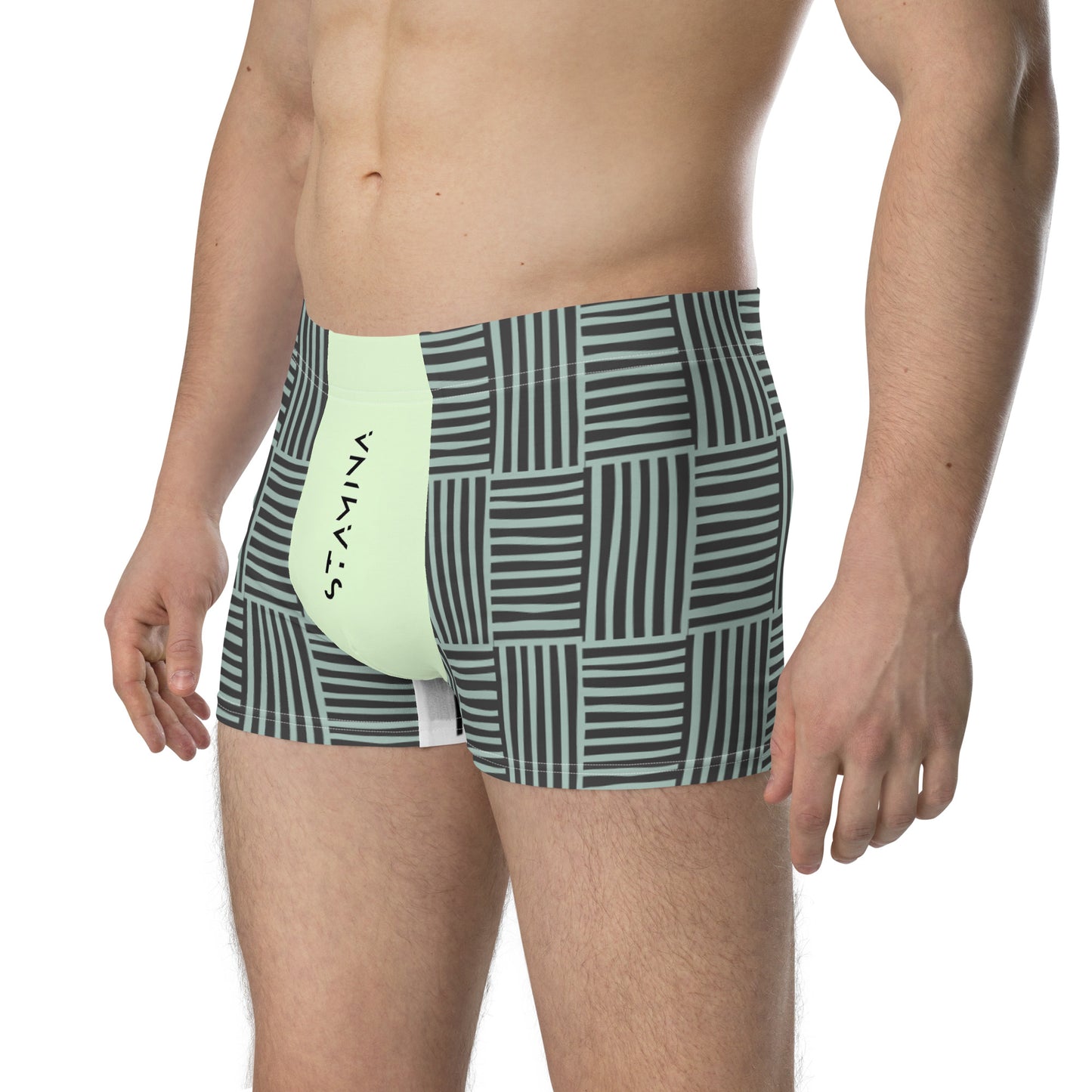 Black & Green Striped Boxer Briefs