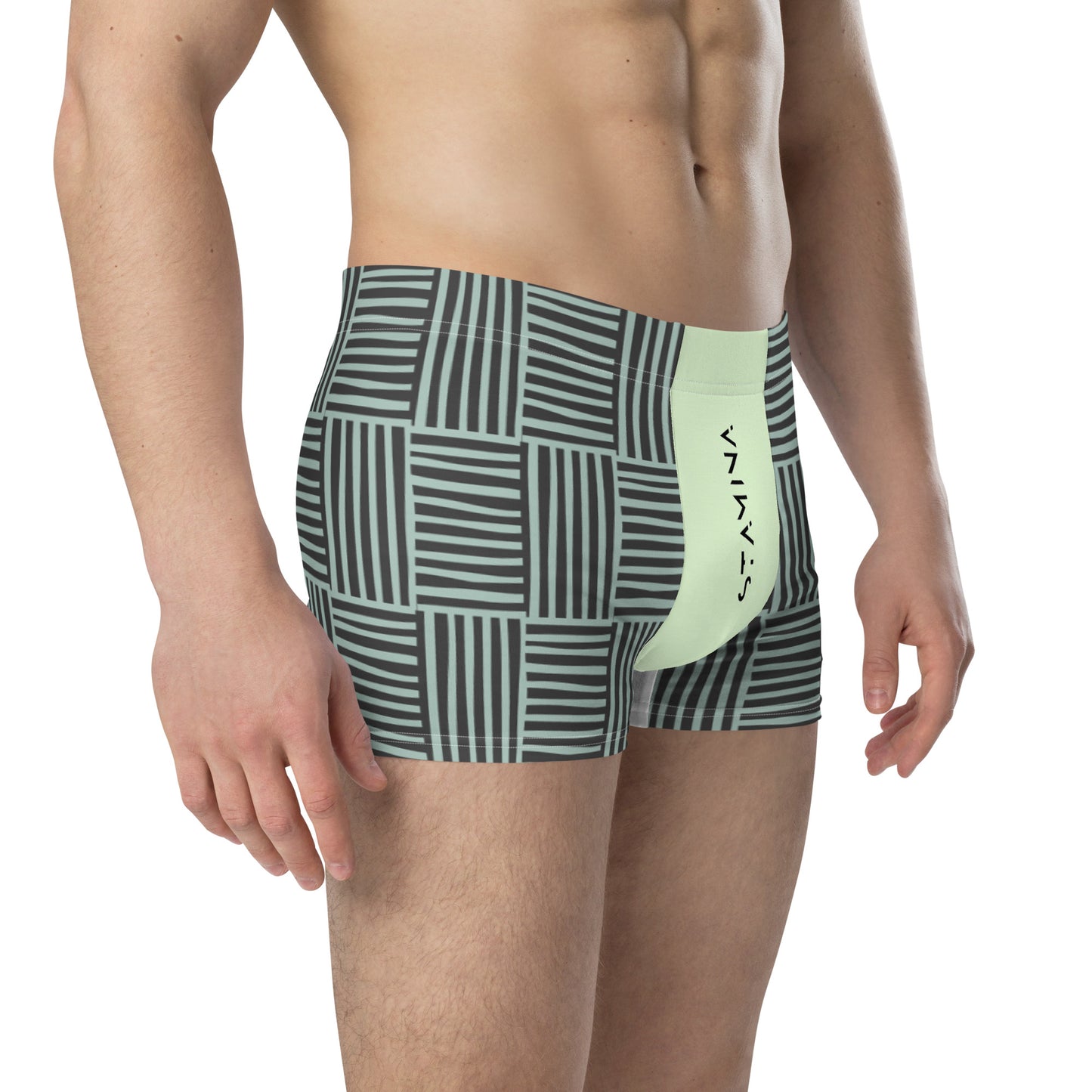 Black & Green Striped Boxer Briefs