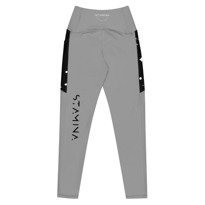 Gray Crossover leggings with pockets