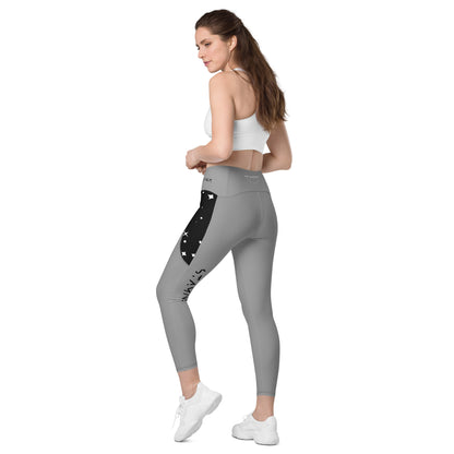 Grey Crossover leggings with pockets