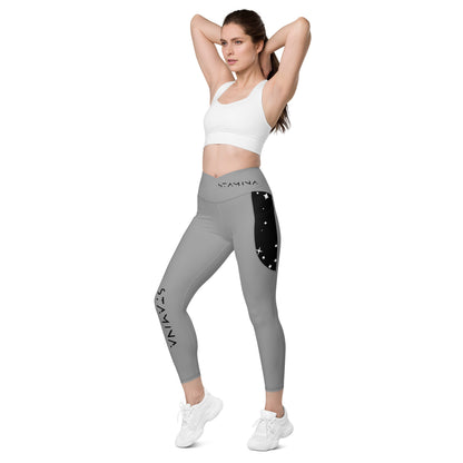 Gray Crossover leggings with pockets