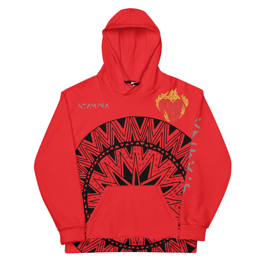 Red Fire Heart with Black Lion on Back Unisex Hoodie