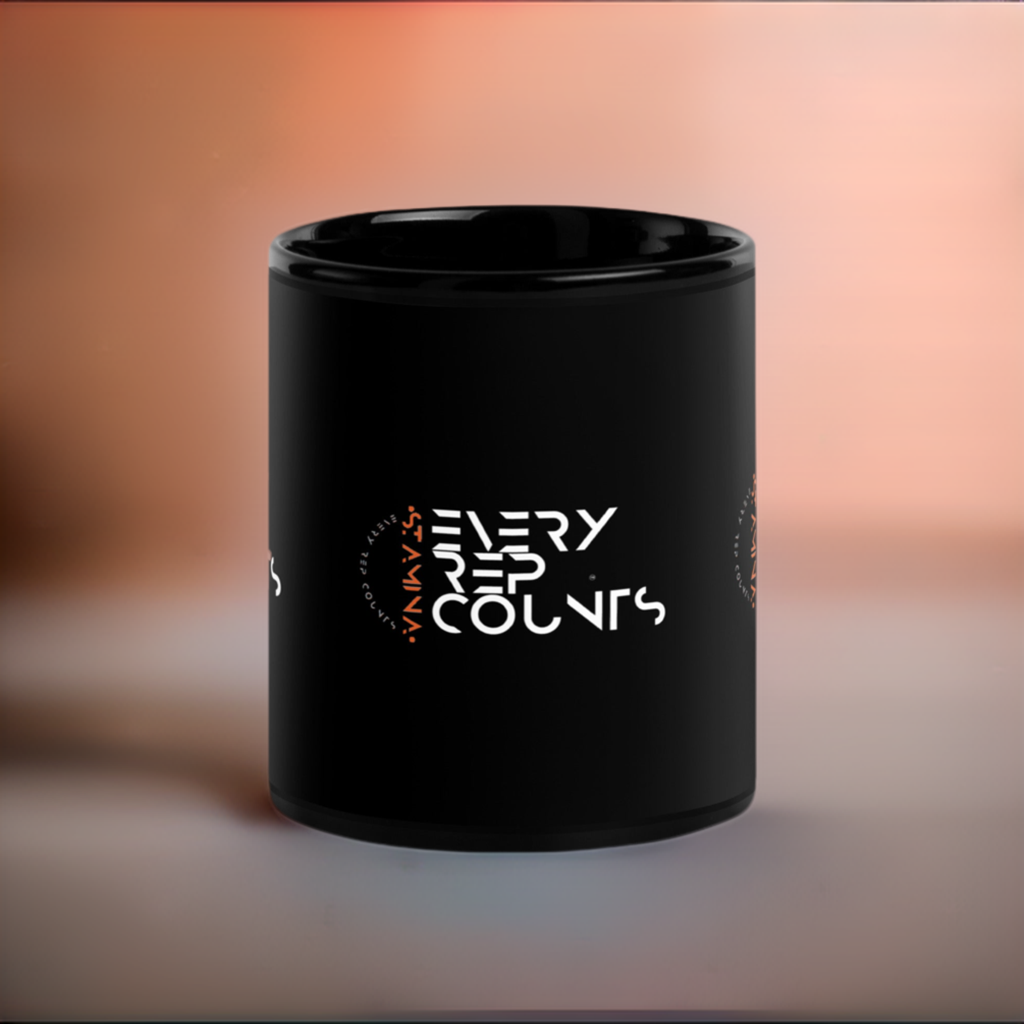 Every rep counts Black Glossy Mug