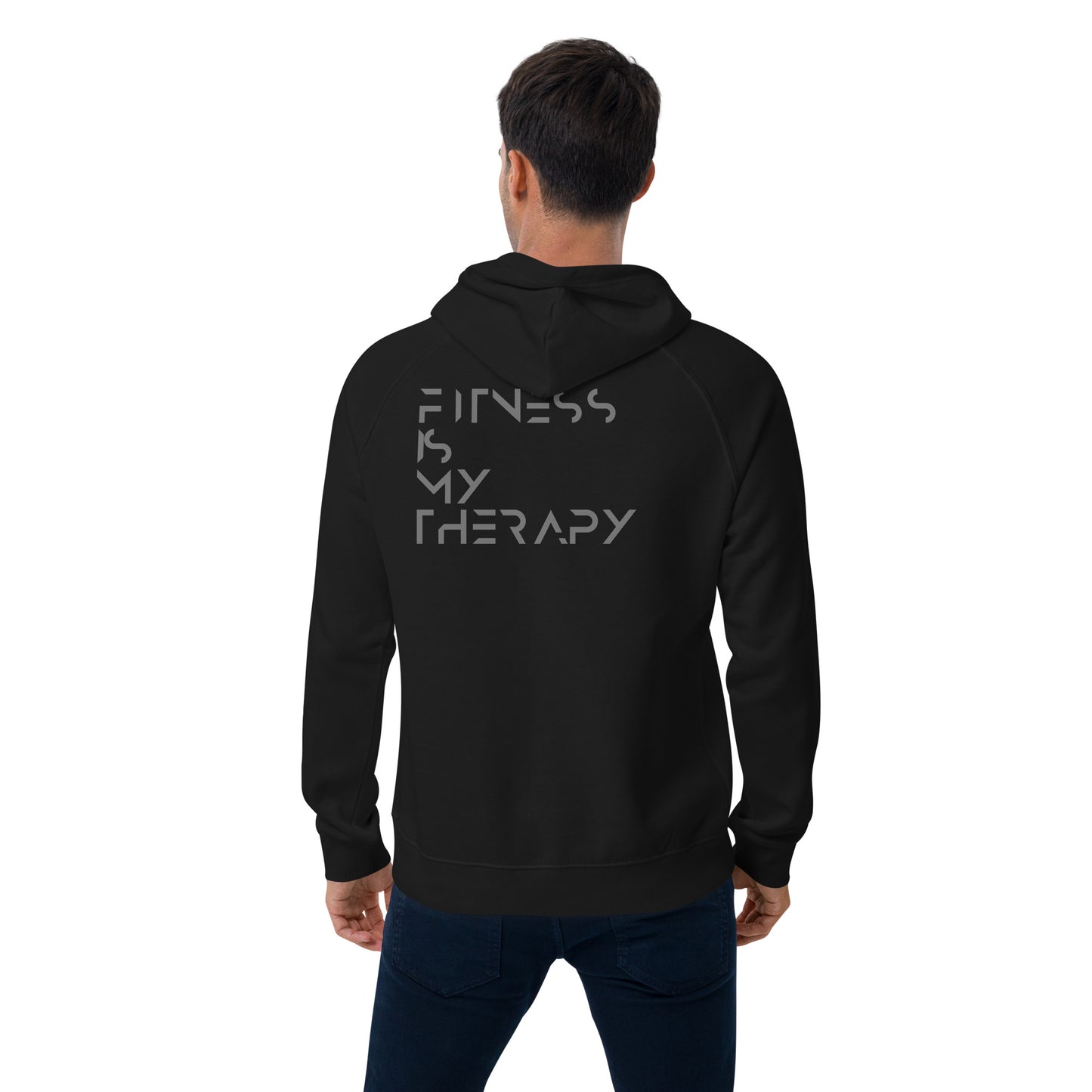 Fitness is my therapy Unisex eco raglan hoodie