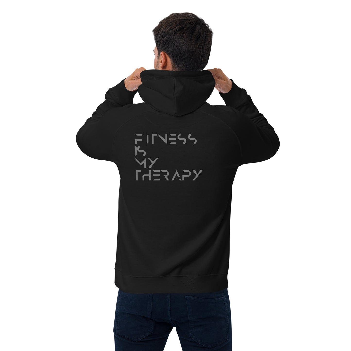 Fitness is my therapy Unisex eco raglan hoodie