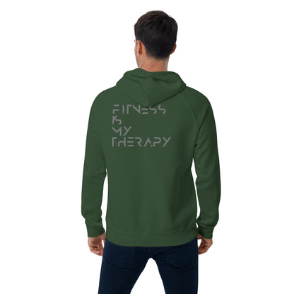 Fitness is my therapy Unisex eco raglan hoodie