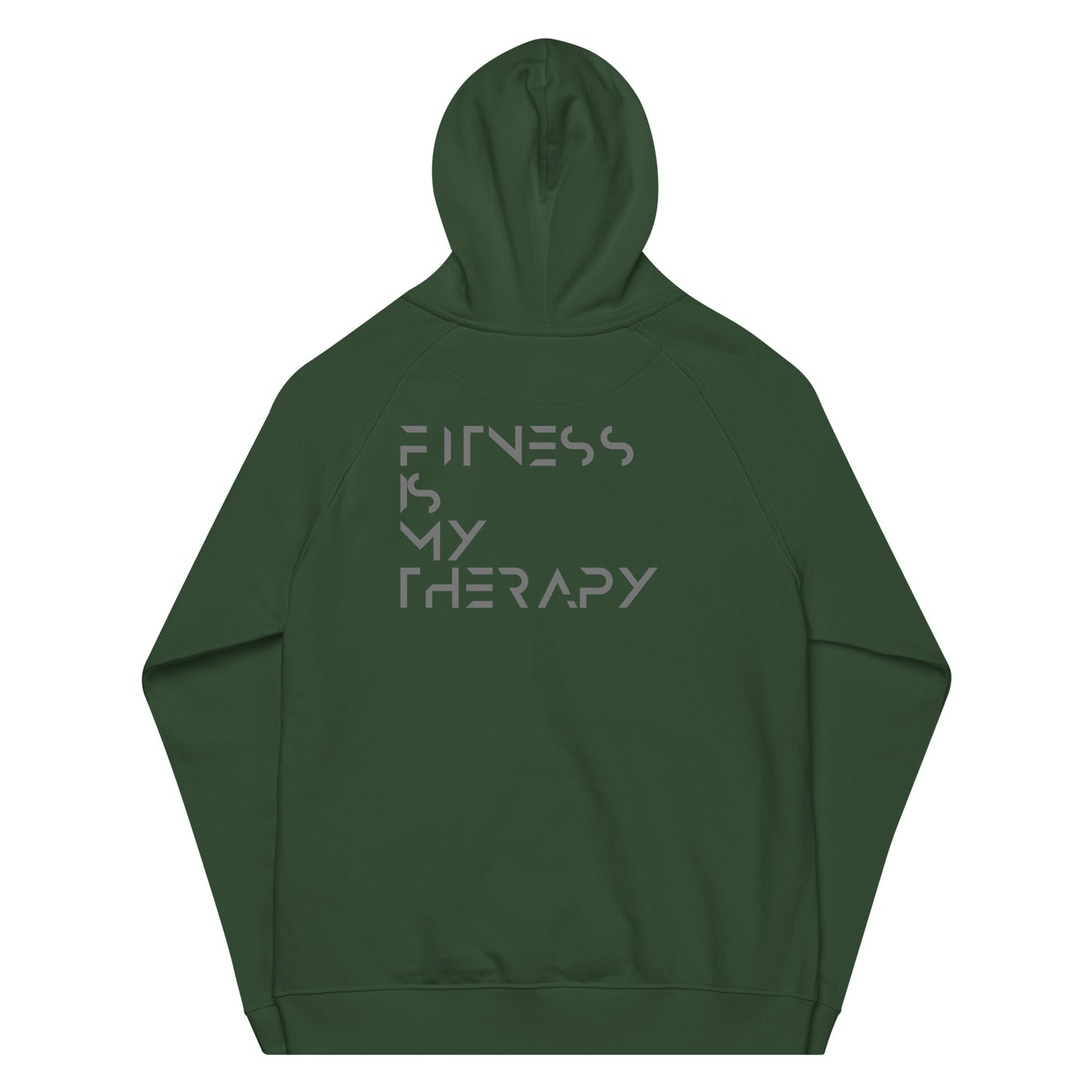 Fitness is my therapy Unisex eco raglan hoodie