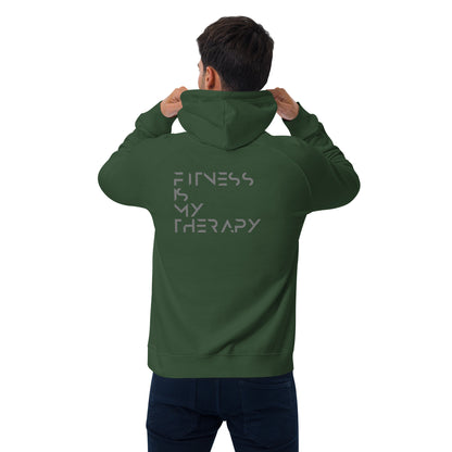 Fitness is my therapy Unisex eco raglan hoodie