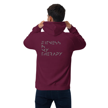 Fitness is my therapy Unisex eco raglan hoodie