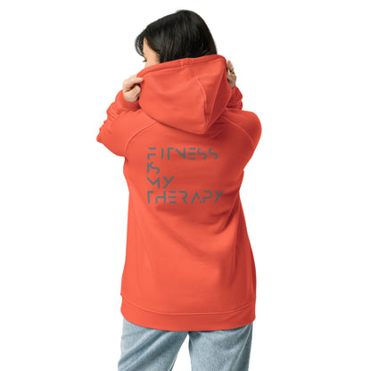 Fitness is my therapy Unisex eco raglan hoodie