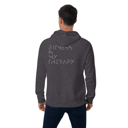 Fitness is my therapy Unisex eco raglan hoodie