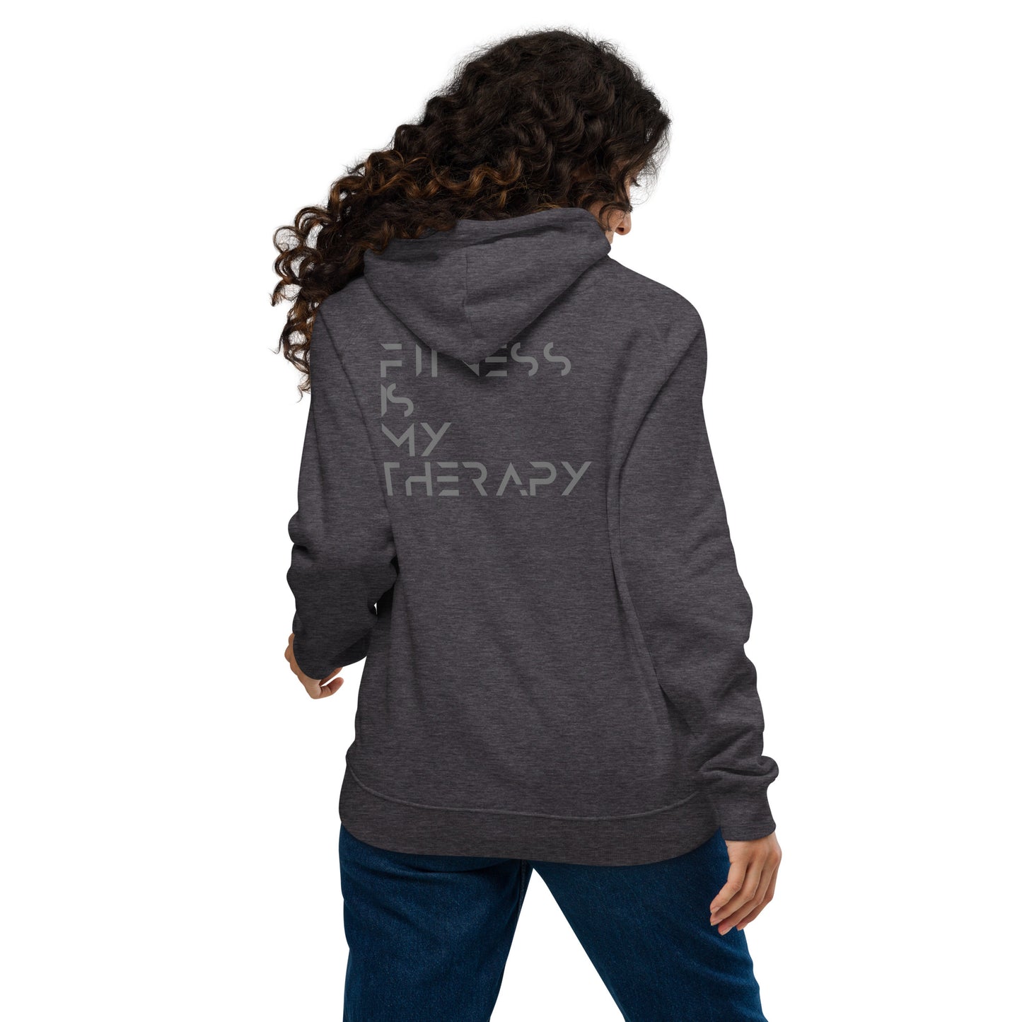 Fitness is my therapy Unisex eco raglan hoodie