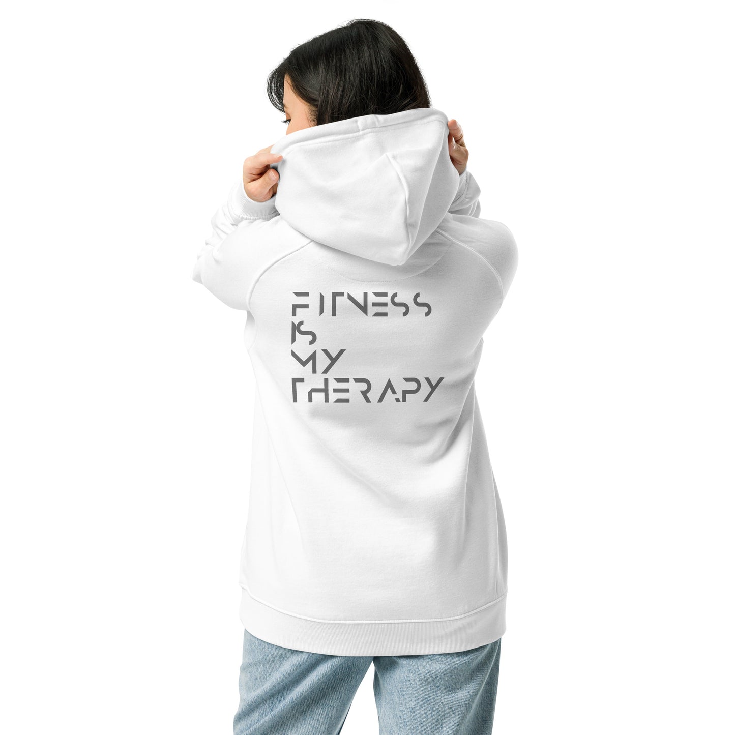 Fitness is my therapy Unisex eco raglan hoodie