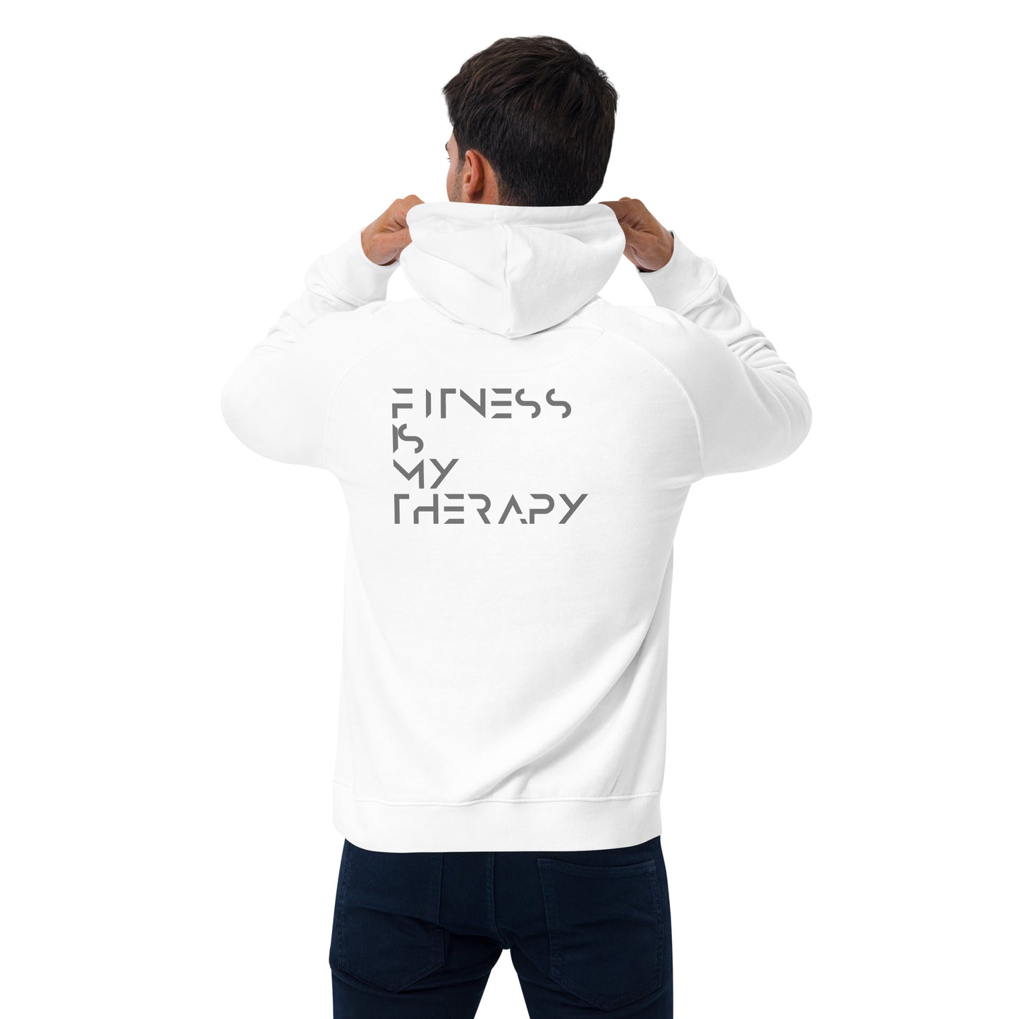 Fitness is my therapy Unisex eco raglan hoodie